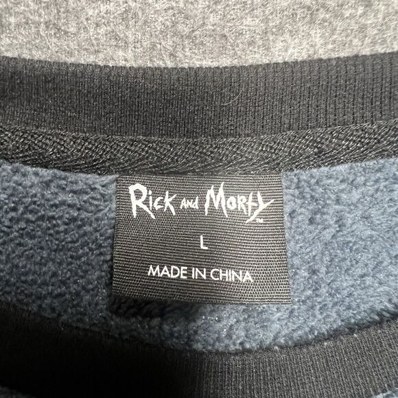 Rick & Morty Sweatshirt Large Adult Swim Pickle Rick Gray/Black Soft Pullover - Picture 3 of 8